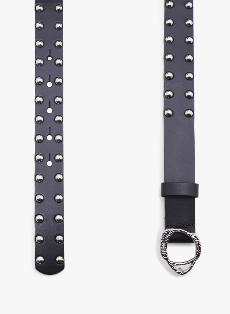 فيرو مودا حزام جلد مرصع أسود - Image 2