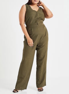 Vero Moda Curve Wide Leg Jumpsuit Olive  - Image 2