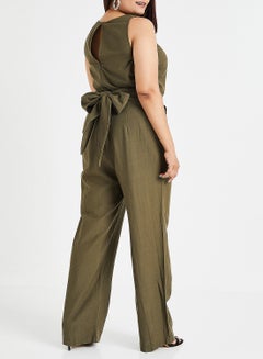 Vero Moda Curve Wide Leg Jumpsuit Olive  - Image 3