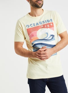 JACK & JONES Graphic Printed T-Shirt Pale Yellow  - Image 1