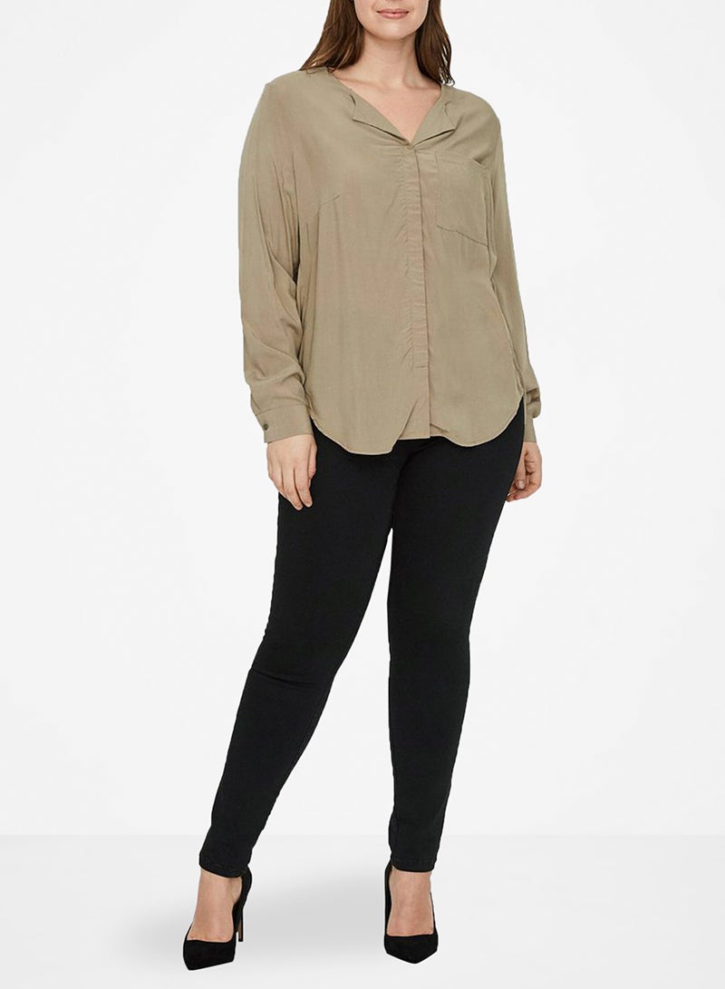 Vero Moda Curve - Solid Blouse Khaki - Image 1