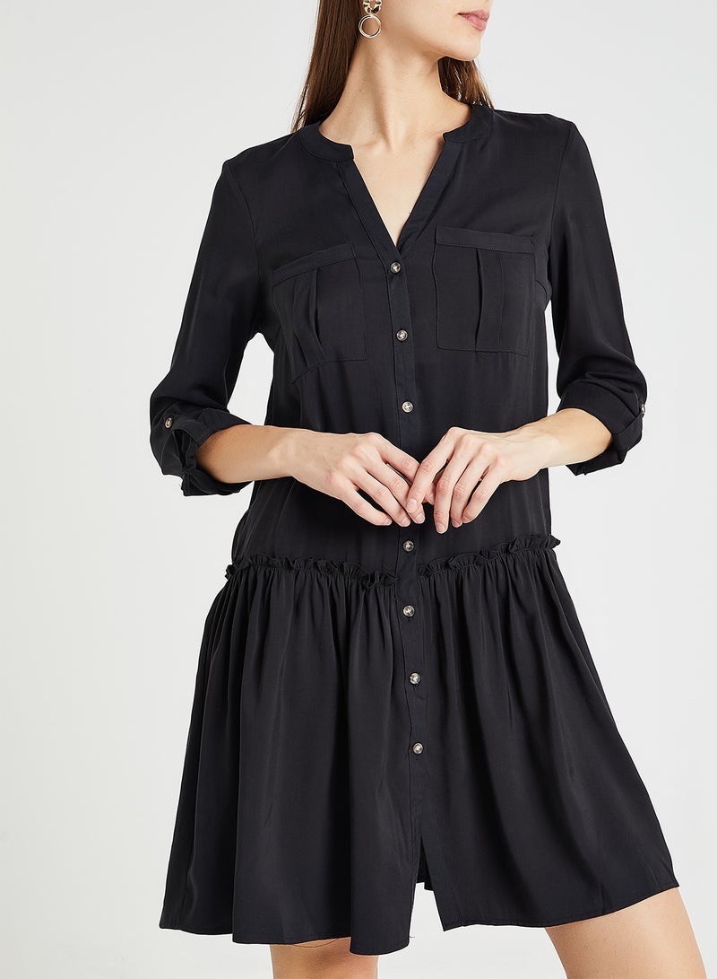 Gather Detailed Dress Black - v1585058668/N36003041V_1