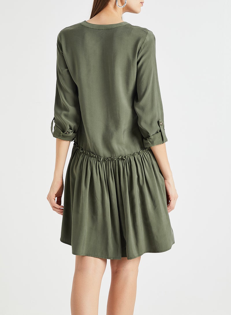VERO MODA - Gather Detailed Dress Slate Green - Image 1