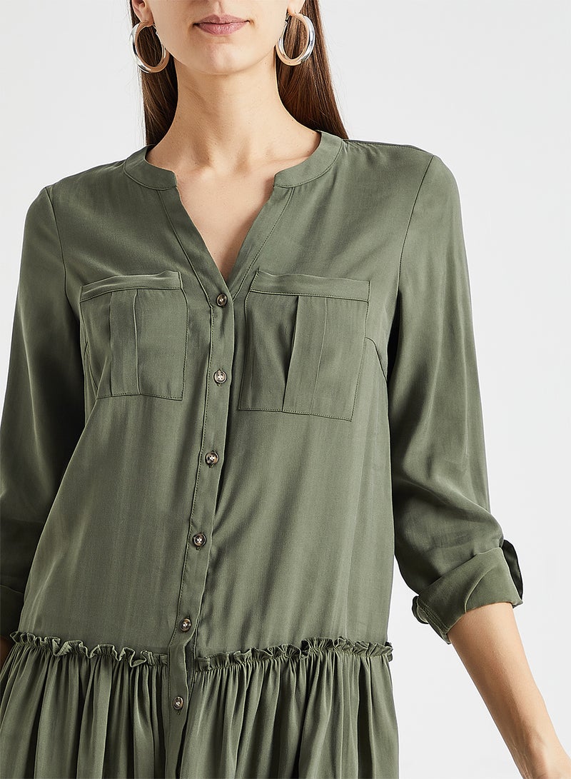 VERO MODA - Gather Detailed Dress Slate Green - Image 1