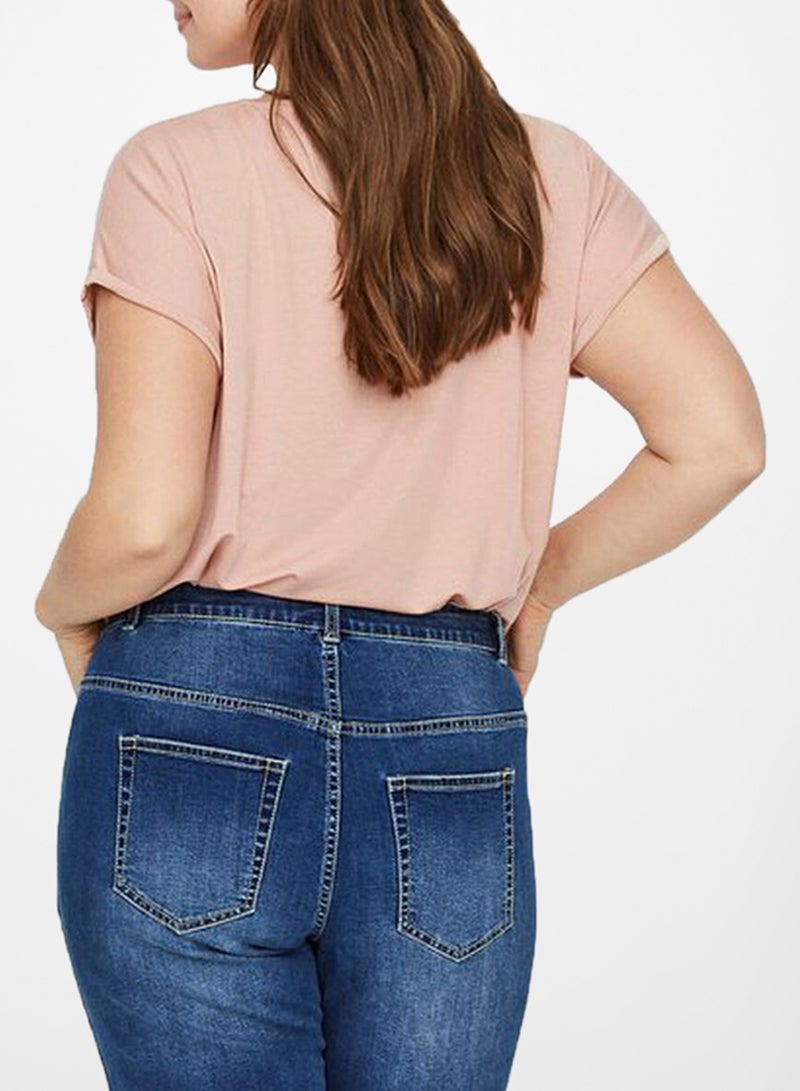 Vero Moda Curve Rolled Sleeve Top Pink  - Image 3
