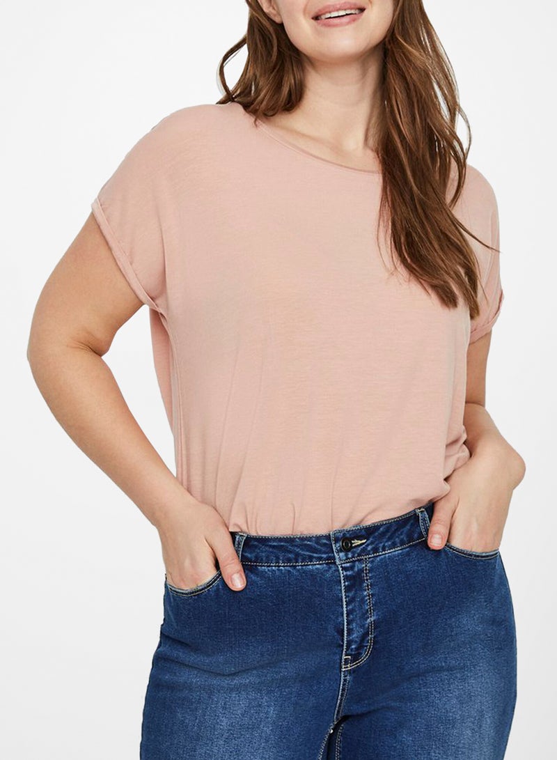 Vero Moda Curve Rolled Sleeve Top Pink  - Image 1