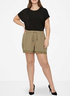 Vero Moda Curve Lace Hem Shorts Olive  - Image 2