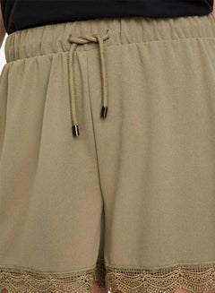 Vero Moda Curve Lace Hem Shorts Olive  - Image 4