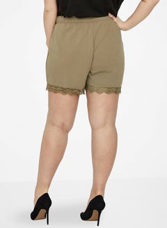 Vero Moda Curve Lace Hem Shorts Olive  - Image 3