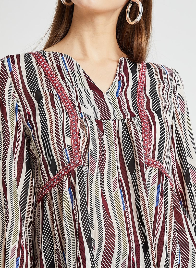 Embroidered Trim Striped Blouse Multicolour - v1585058800/N36003654V_4