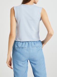 VANS Junior V Muscle Cropped Vest Blue  - Image 3