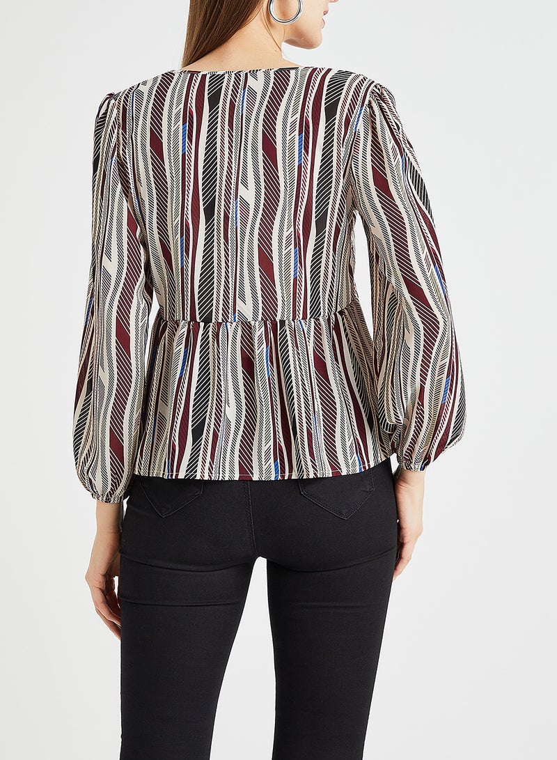 Jacqueline de Yong Embroidered Trim Striped Blouse Multicolour  - Image 3