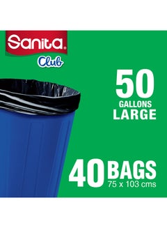 Sanita Club Garbage Bags Twin Pack Roll 50 Gallons 20 Bags, Large Black 75x103cm  - Image 3