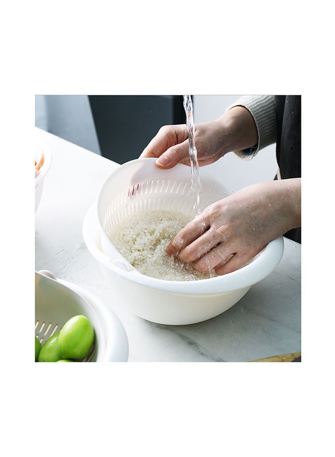2-In-1 Rotating Bowl And Basket White 10.5cm