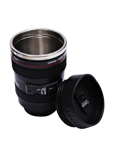 Camera Lens Style Coffee Mug With Cover Black 13 x 8 x 8cm