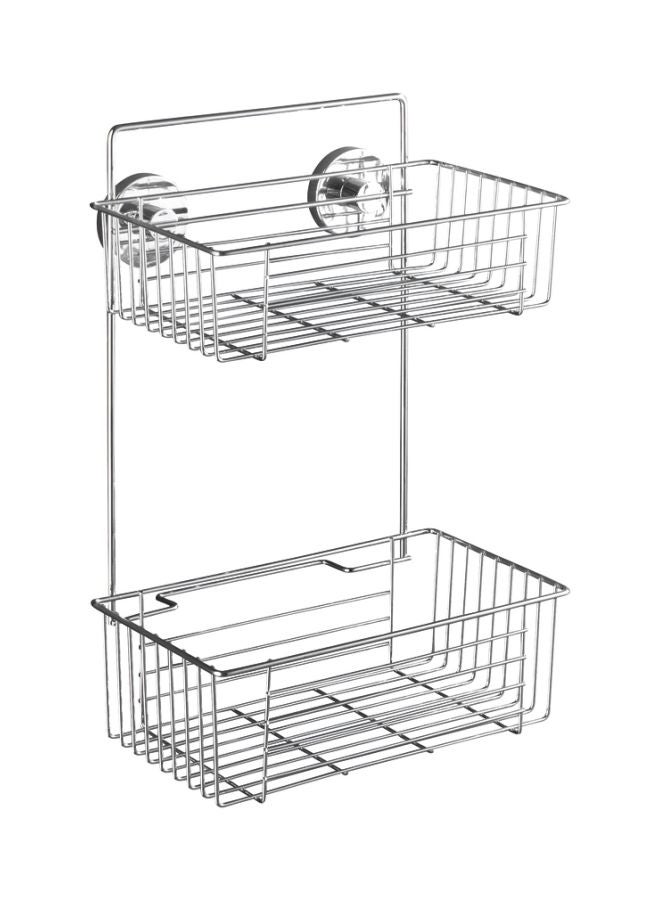 Wenko 2-Tier Vacuum Loc Steel Rack Silver 10.2x6.7x15inch
