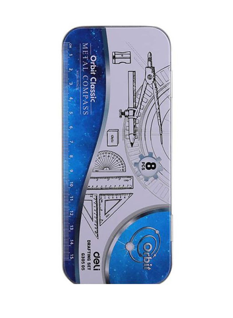 ديلي مجموعة فرجار وأدوات كلاسيكية للرسم من 8 قطع فضي / شفاف - Image 2