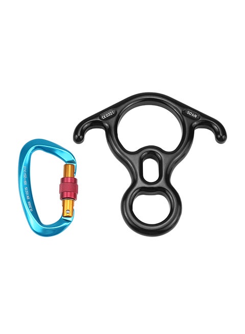 D-Shape Screw Locking Gate Carabiner And 8-Descender Set 17 x 6 x 17cm
