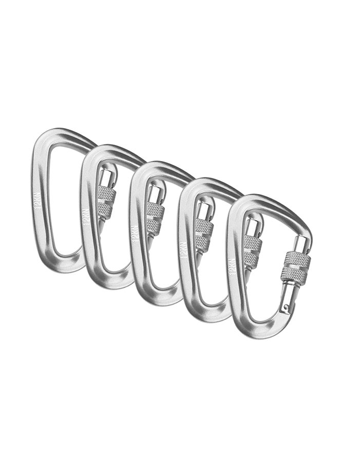 Generic 5-Piece D-Shape Screw Lock Gate Carabiner 11 x 5 x 10cm  - Image 1