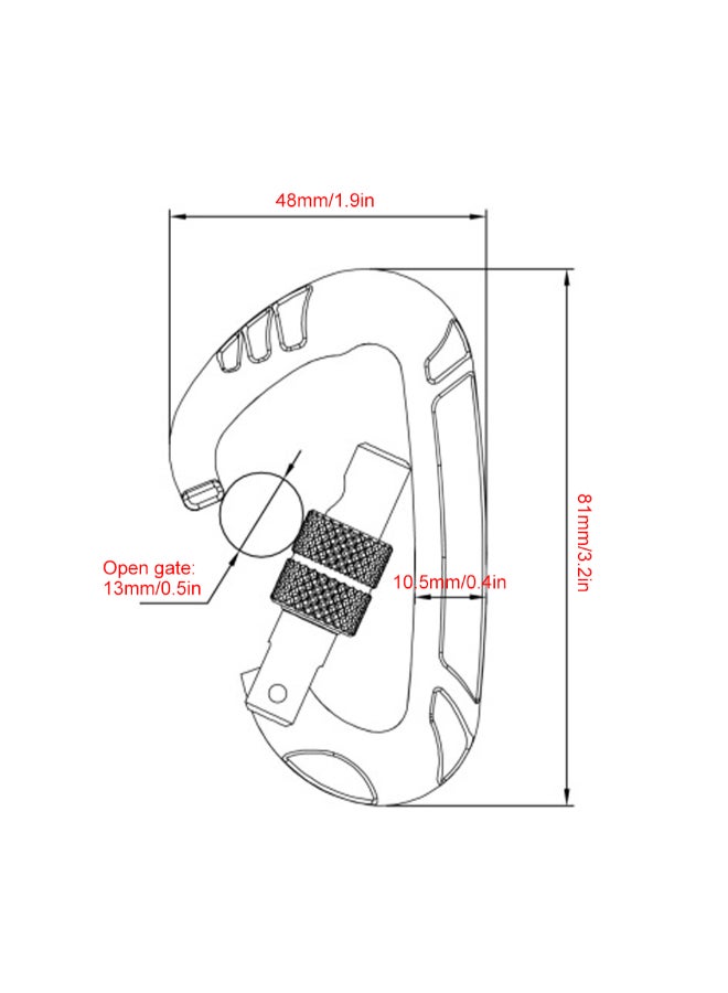 Generic 5-Piece D-Shape Screw Lock Gate Carabiner 11 x 5 x 10cm  - Image 2
