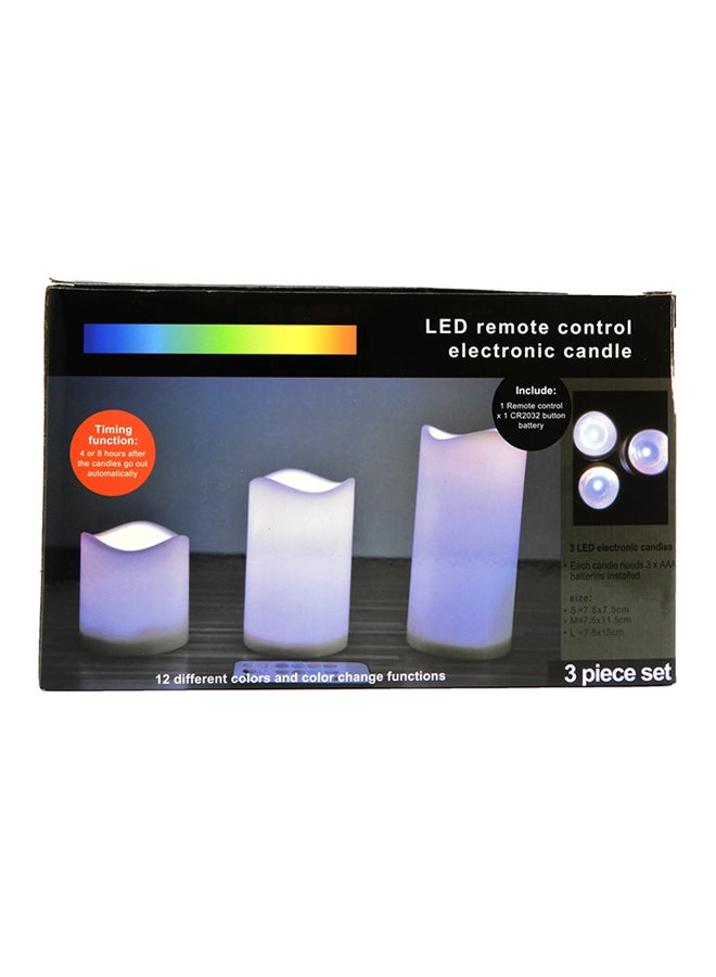 مجوعة من ثلاث شمعات بإضاءة LED مُزودة بجهاز تحكم عن بٌعد أبيض  - Image 3