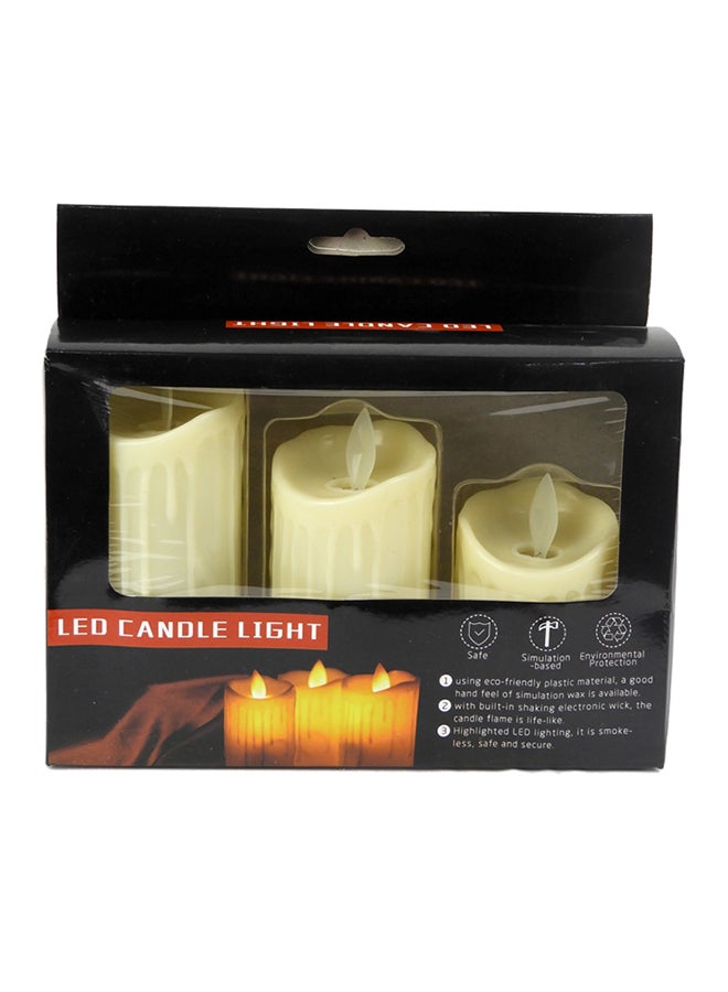 3-Piece LED Candle Light White 17X8,13X7,8X8CM - Image 1