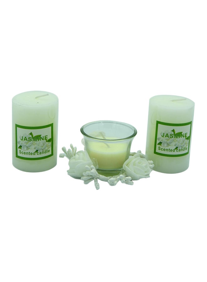 بابازام مجموعة شموع معطرة مع حامل من 3 قطع أبيض  - Image 2