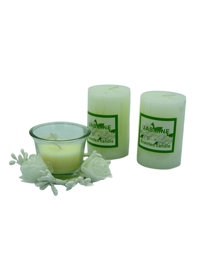 بابازام مجموعة شموع معطرة مع حامل من 3 قطع أبيض  - Image 3