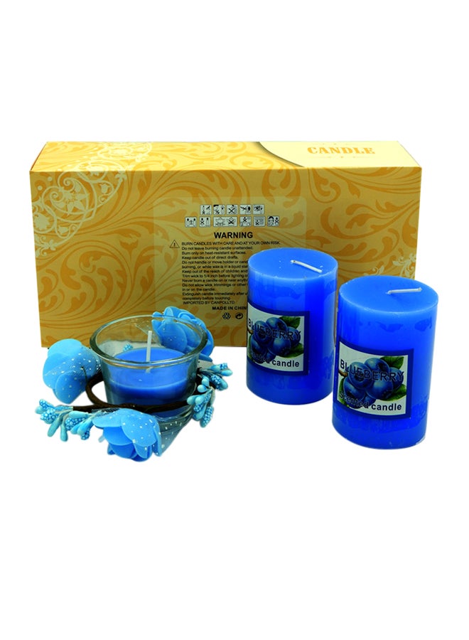 بابازام مجموعة شموع معطرة مع حامل من 3 قطع أزرق  - Image 2