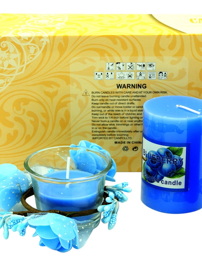 بابازام مجموعة شموع معطرة مع حامل من 3 قطع أزرق  - Image 3