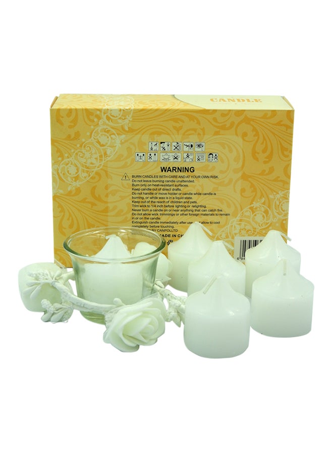 بابازام 6 Cake Scented Tealight Candles With Holder Set White  - Image 2