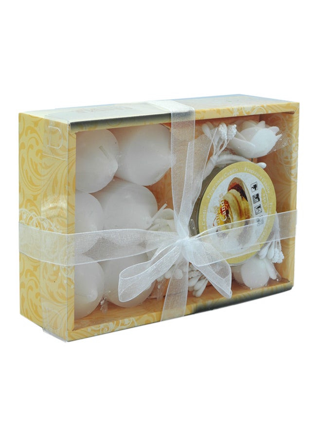 بابازام 6 Cake Scented Tealight Candles With Holder Set White  - Image 3
