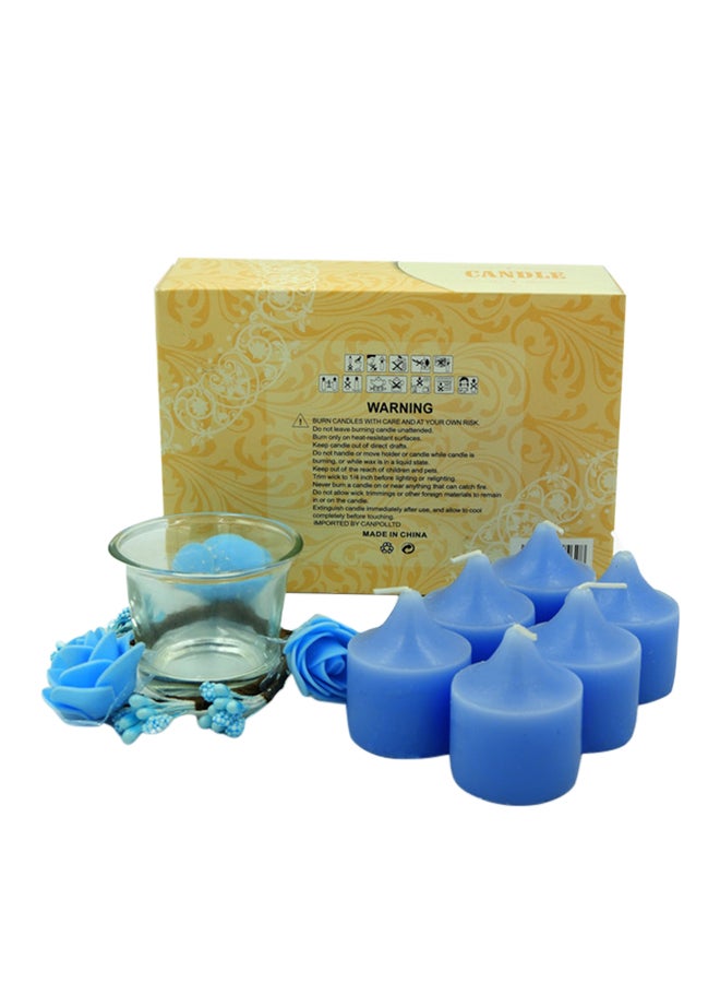 بابازام مجموعة شموع صغيرة معطرة برائحة التوت الأزرق من 6 قطع مع حامل أزرق  - Image 2