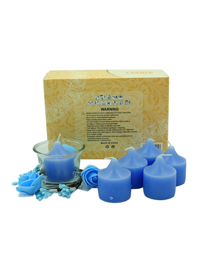 بابازام مجموعة شموع صغيرة معطرة برائحة التوت الأزرق من 6 قطع مع حامل أزرق  - Image 4