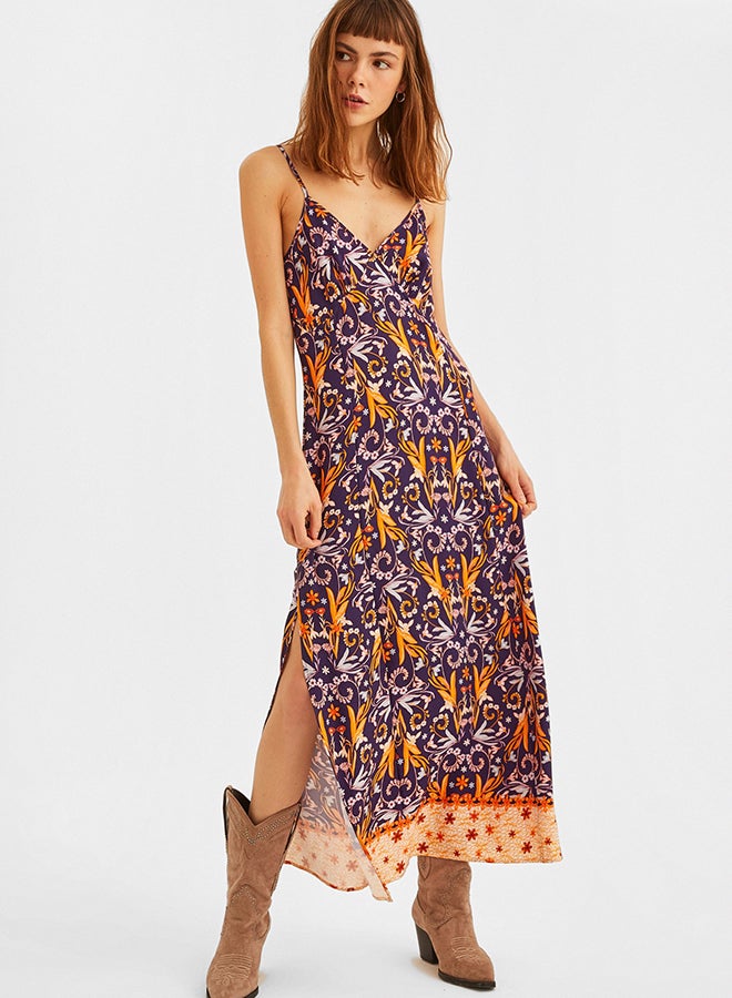 OXXO Printed Side Slit Dress Purple/Orange  - Image 1