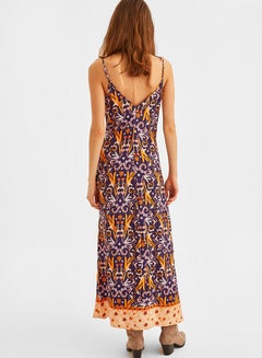 Printed Side Slit Dress Purple/Orange - v1585206248/N36146449V_2