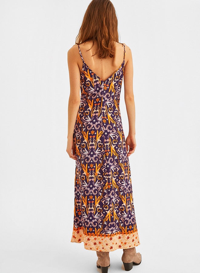 OXXO Printed Side Slit Dress Purple/Orange  - Image 2