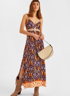 Printed Side Slit Dress Purple/Orange - v1585206248/N36146449V_3