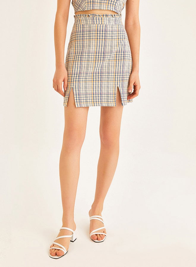 أو إكس إكس أو تنورة بنقشة المربعات متعدد الألوان - Image 1