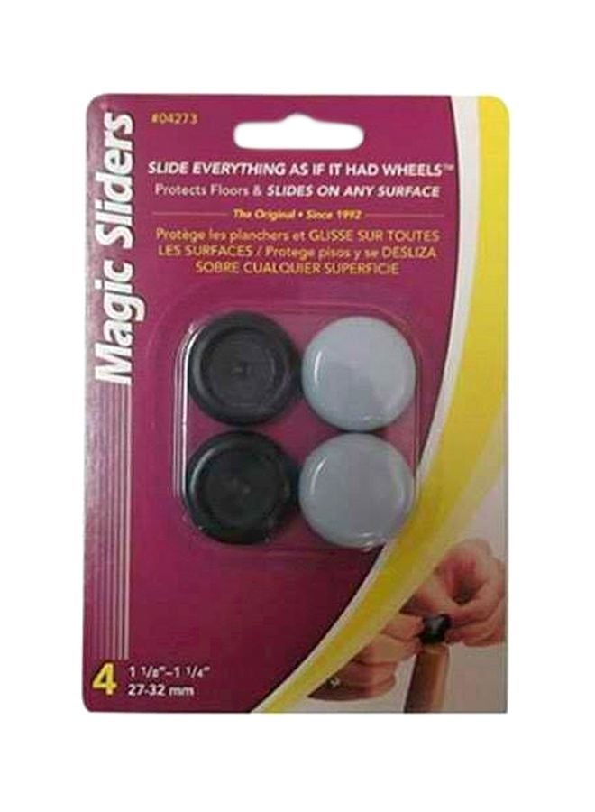 Magic Sliders 4-Piece Plastic Floor Slide Black/Grey 