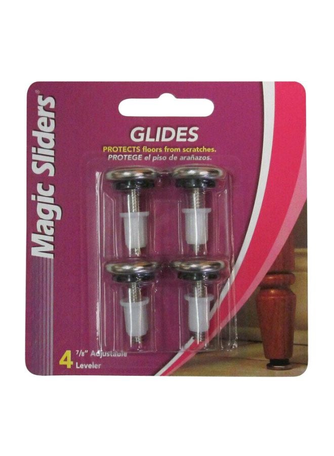 ماجيك سلايدرز مجموعة مستويات انزلاق قابلة للتعديل مكونة من 4 قطع فضي/أبيض 4بوصة