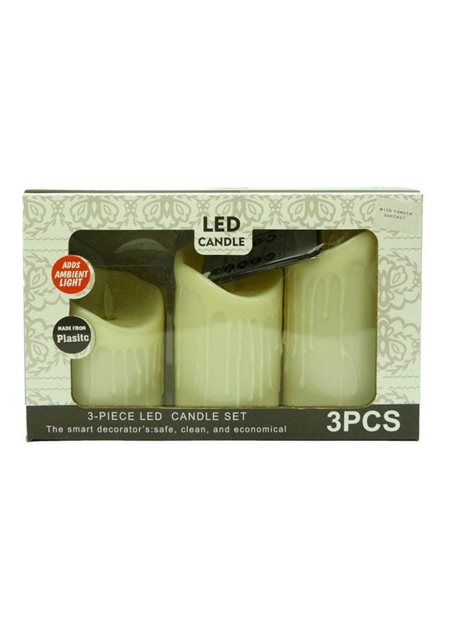 بابازام طقم شموع LED بجهاز تحكم عن بعد مكون من 3 قطع أبيض 26x16سم  - Image 3