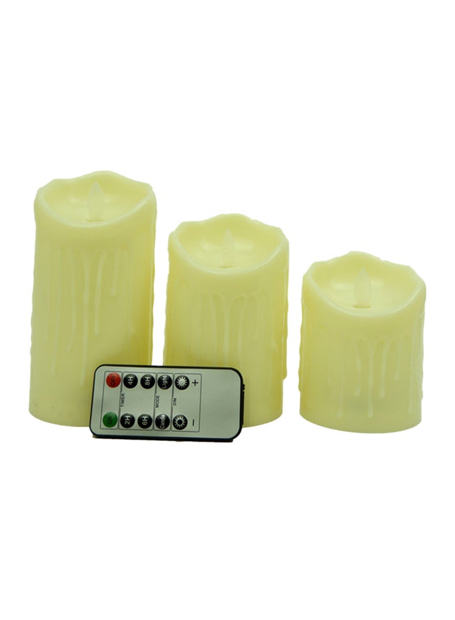 بابازام طقم شموع LED بجهاز تحكم عن بعد مكون من 3 قطع أبيض 26x16سم  - Image 1