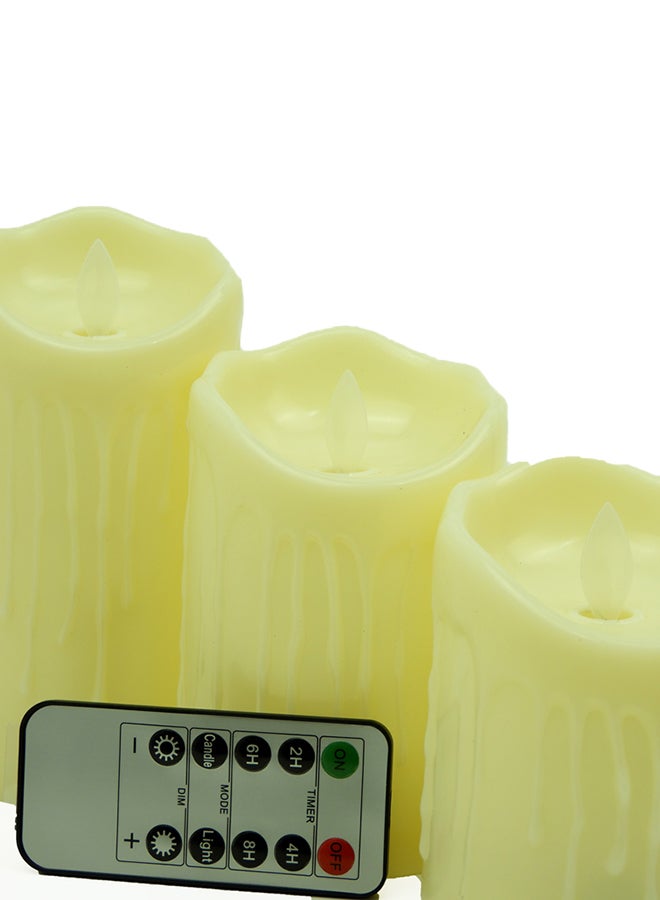 بابازام طقم شموع LED بجهاز تحكم عن بعد مكون من 3 قطع أبيض 26x16سم  - Image 2