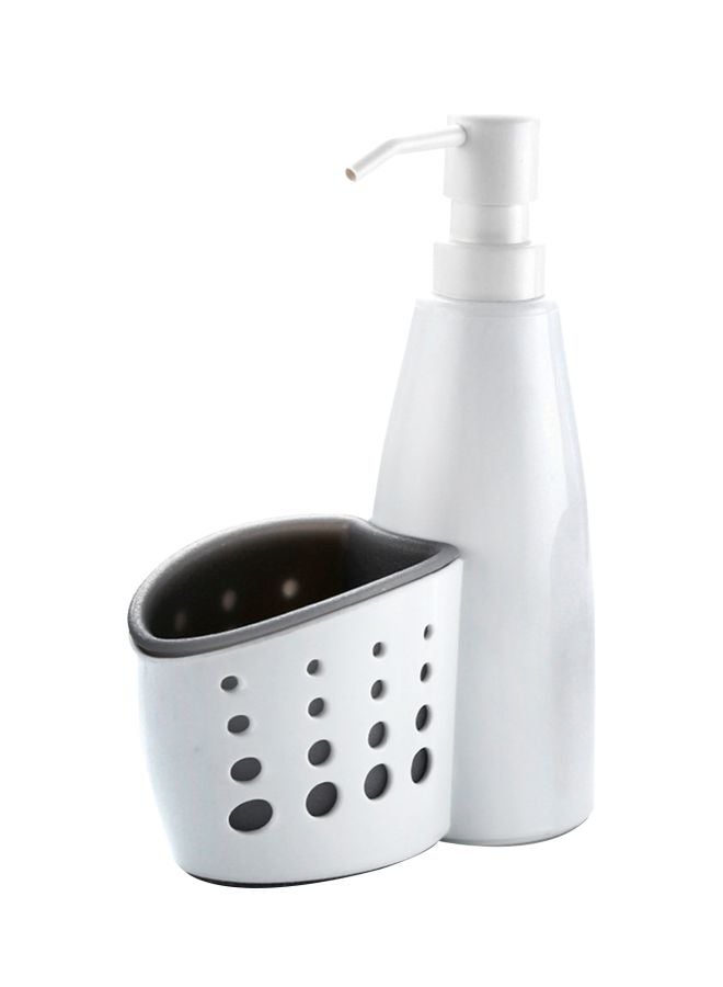 Bathroom Soap Dispenser With Sponge Holder White/Grey 400ml  - Image 1