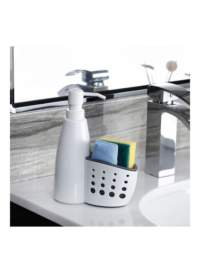 Bathroom Soap Dispenser With Sponge Holder White/Grey 400ml  - Image 2