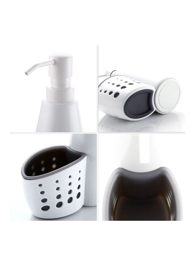Bathroom Soap Dispenser With Sponge Holder White/Grey 400ml  - Image 3