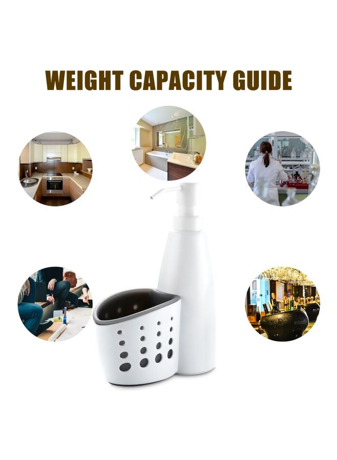 Bathroom Soap Dispenser With Sponge Holder White/Grey 400ml  - Image 4