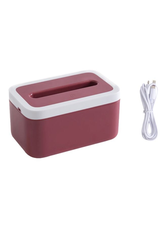 USB Rechargeable Night Light Tissue Paper Dispenser Red/White 20x11x12.3cm