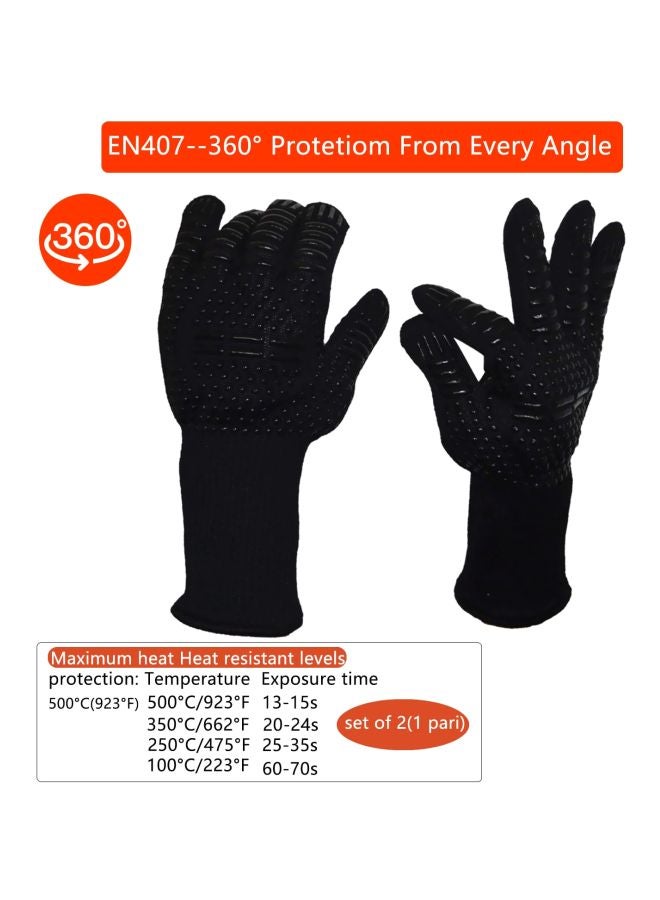 Generic Heat Resistant Barbecue Gloves Black  - Image 3